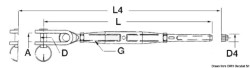 Turnbuckle w. jaw altach AISI 316 8 mm